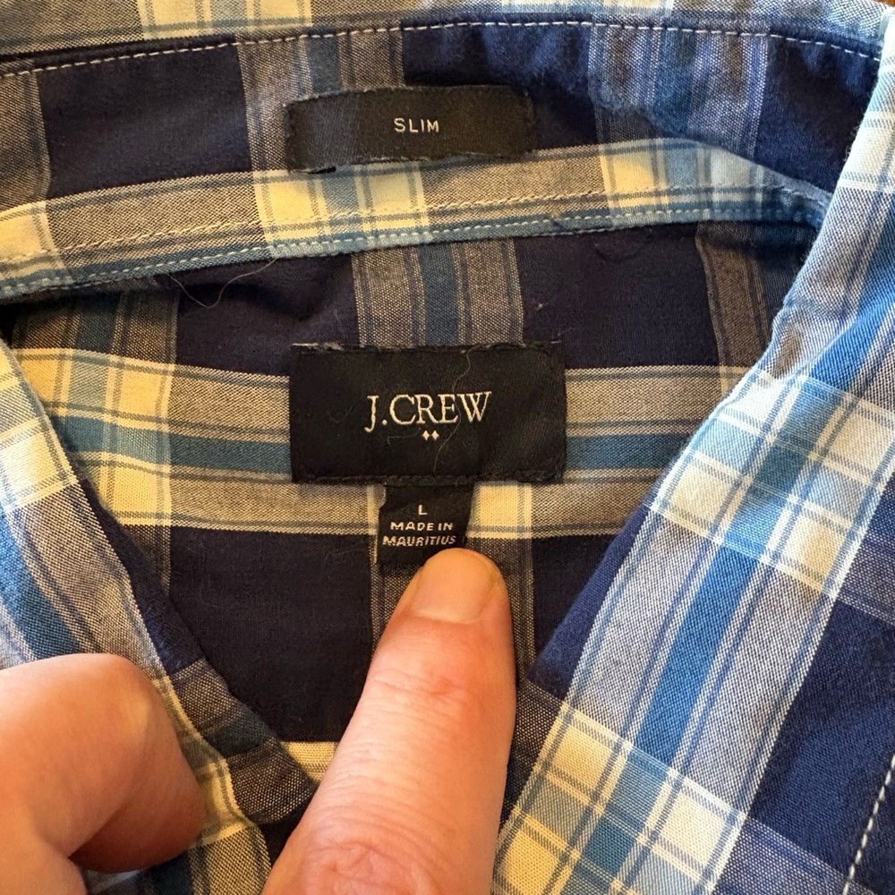 J. Crew Navy and Light Blue Checkered Shirt - Picture 3 of 3